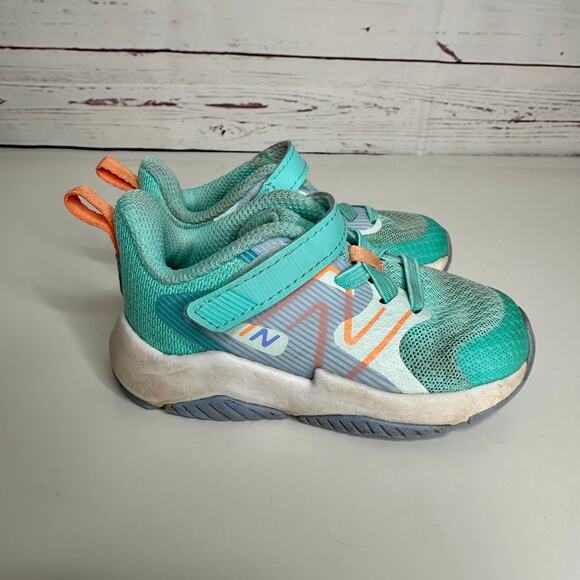New Balance toddler size 5.5 wide width sneaker blue green - Picture 3 of 6